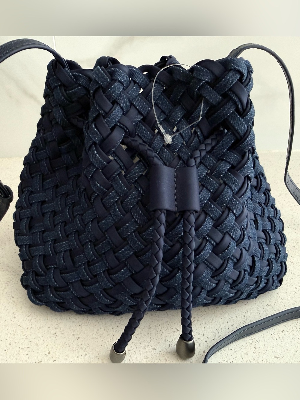 NAGHEDI Gramercy Double Weave Bucket Bag Denim Indigo - Picture 3 of 9